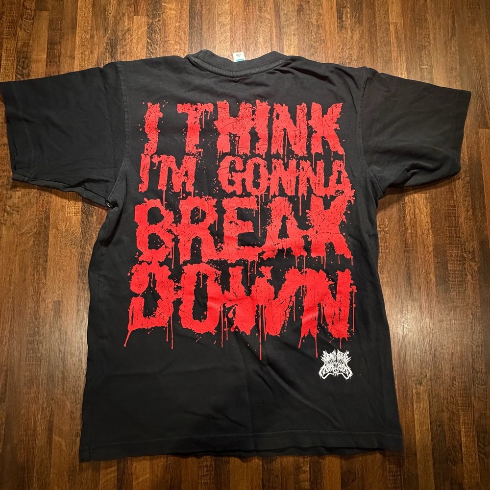 Black Graphic T-Shirt with Red Print